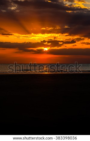 Sunset on Khao Lak beach.Phang nga, Thailand.