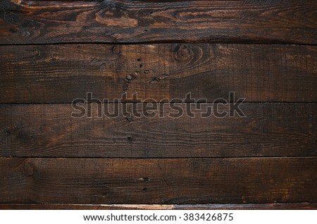 Dark brown rustic  aged barn wood planks background. Space for text, copy, lettering. Royalty-Free Stock Photo #383426875