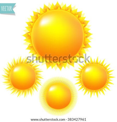 Bright Sun Set With Gradient Mesh, Vector Illustration