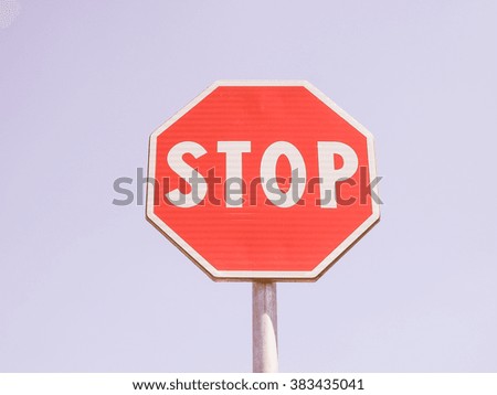  Regulatory signs, Stop traffic sign over the blue sky vintage