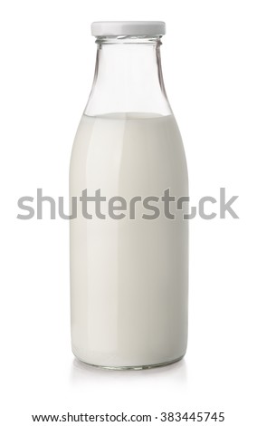 Milk bottle isolated on white Royalty-Free Stock Photo #383445745