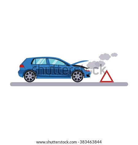 Car and Transportation Breakdown. Flat Vector Illustration