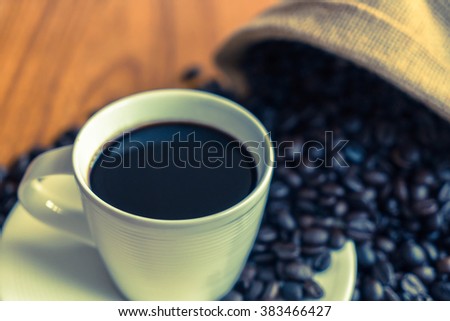 black coffee cup - soft focus with vintage effect picture style
