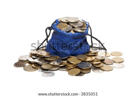 Bag for coins isolated on white background