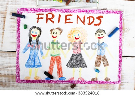 drawing of a group of friends