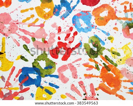hands kids color art background Royalty-Free Stock Photo #383549563