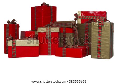 Gifts in boxes on a white background.
