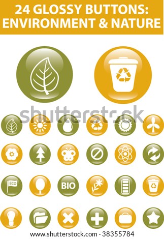 24 nature glossy buttons. vector