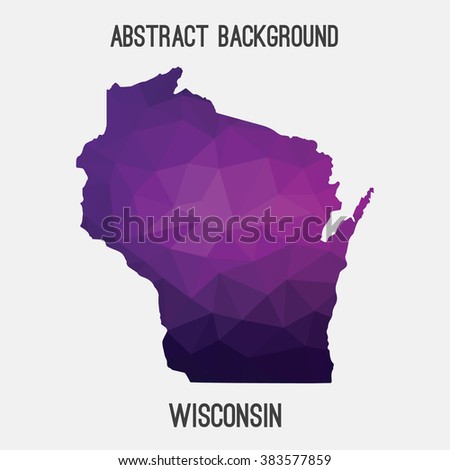 Wisconsin state map in geometric polygonal style.Abstract tessellation,modern design background. Vector illustration EPS8