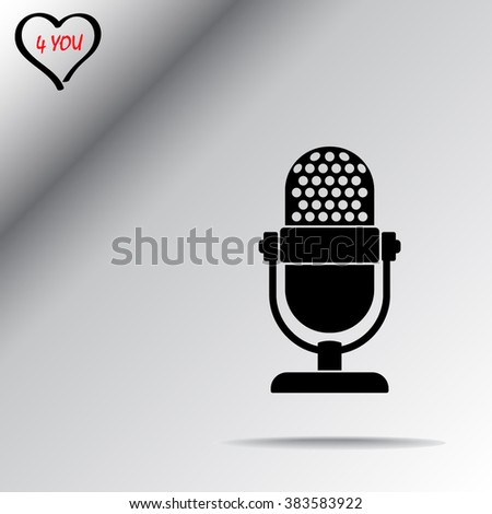 Retro microphone sign icon, vector illustration. Flat design style