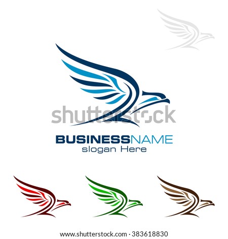eagle fly with colorful line , vector Wild eagle Bird Falcon Hawk isolated on a white background Royalty-Free Stock Photo #383618830