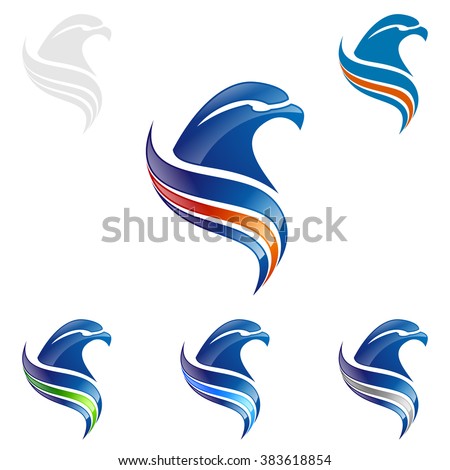 Creative eagle with colorful line , vector Wild eagle Bird Falcon Hawk isolated on a white background Royalty-Free Stock Photo #383618854