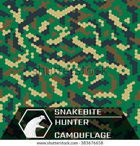 Snakebite. Hunter.
Woodland seamless camouflage pattern.