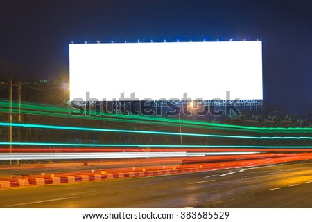  blank billboard at night time for advertisement. street light . 