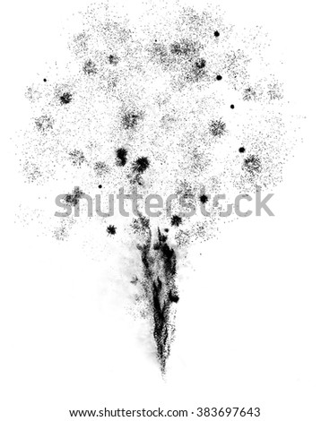 silhouette of the fireworks white background