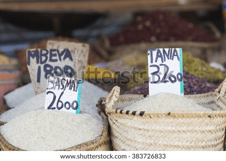 Traditional food market in Zanzibar, Africa. 