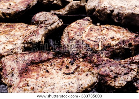 Steaks on the Grill. Rib steaks strip loin Delmonaco
