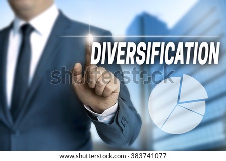 diversification touchscreen is operated by businessman.