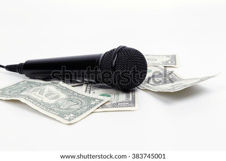 microphone with dollars on a white background