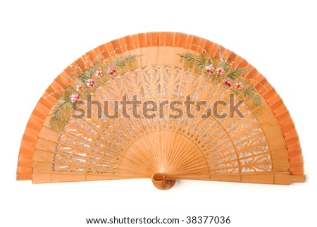 Wooden fan isolated on white