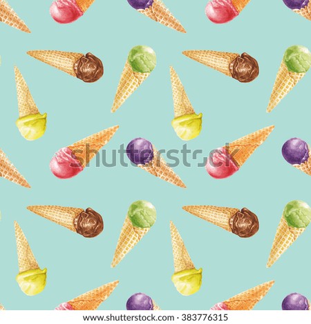 Watercolor ice cream pattern 