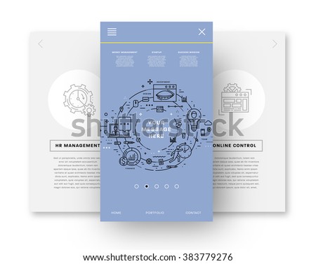 Flat Style, Thin Line Art Design. Set of application development, web site coding, information and mobile technologies vector icons and elements for landing page. Modern concept vectors collection.
