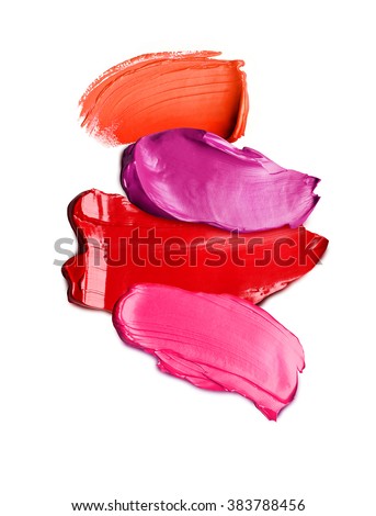 Lipstick textures on white background