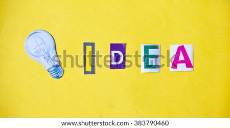 Idea - word written on yellow background