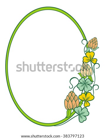 Beautiful oval floral frame. Vector clip art.