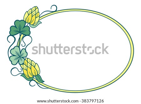 Beautiful oval floral frame. Vector clip art.