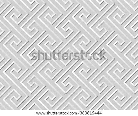 Vector damask seamless 3D paper art pattern background 357 Spiral Cross Line
