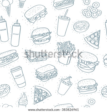 seamless fast food pattern on white