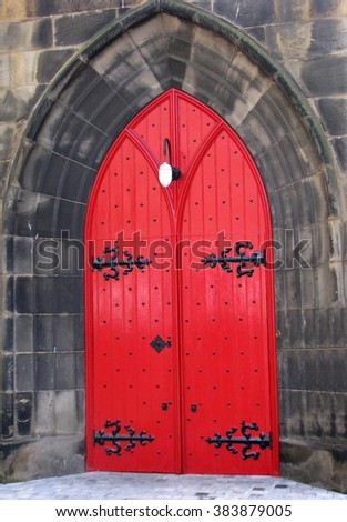 Medieval door   A bright red door in Edinburgh   