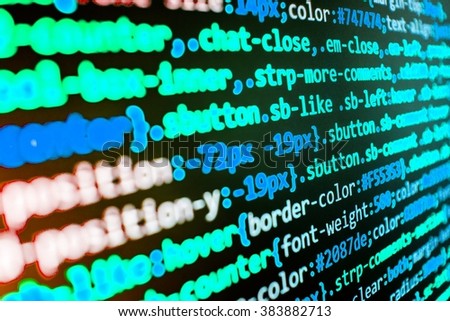Website codes on computer monitor. Writing programming code on laptop. Abstract screen of software. Website programming code. (Code is my own property there is no risk of copyright violations)