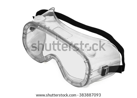 Safety glasses, isolated on white background Royalty-Free Stock Photo #383887093