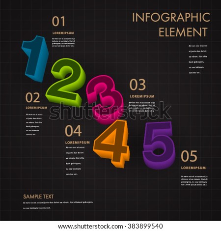 Abstract 3D Number of  infographic element.