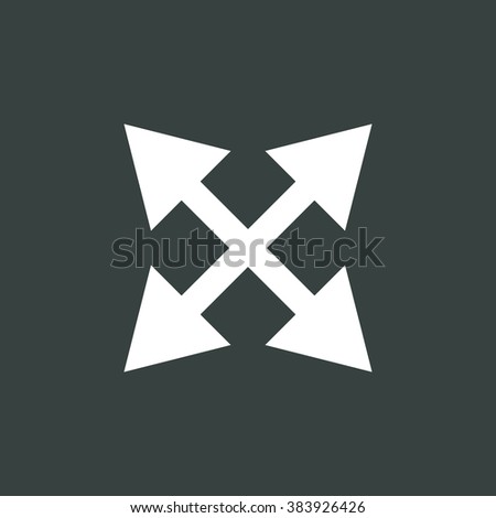 Arrow-combined icon, on dark background, white outline, large size symbol