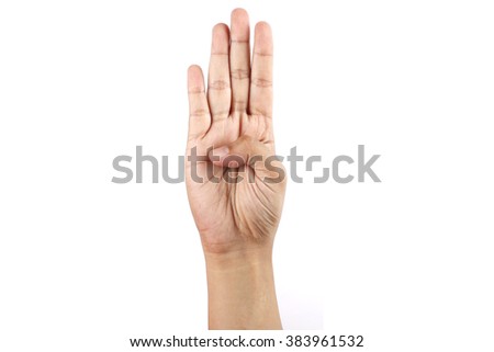 Counting hands isolated on white background