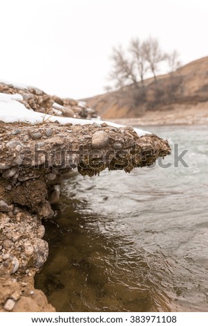 mountain river in the winter in nature