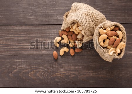 Almond, macadamia, peanut, cashew are in suck bags.