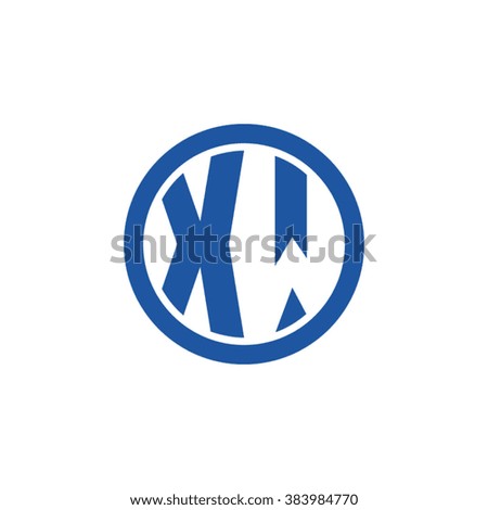 XW initial letters circle business logo blue
