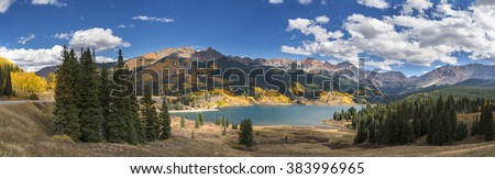 Lake and mountains panorama, Colorado, USA  Royalty-Free Stock Photo #383996965