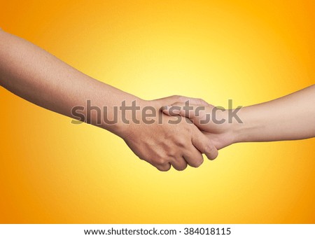 Shaking hands of male and female