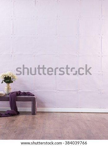 decorative modern bench  soft pink wall decoration room