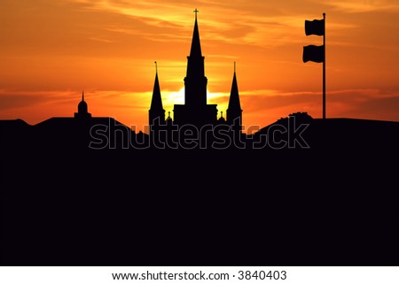 St Louis Cathedral Jackson Square New Orleans at sunset illustration