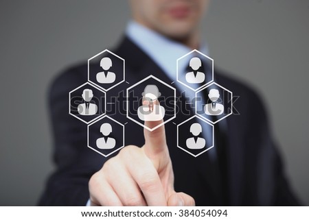Businessman select Choice employee  human resource system.