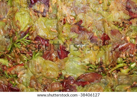 This is a close up shot of squashed grapes during wine production, like nice background
