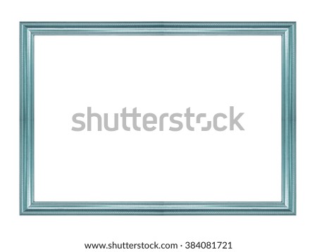 Blue vintage picture and photo frame isolated on white background