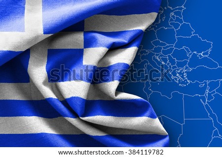 Flag of Greece on map background