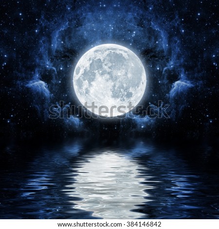 backgrounds night sky with stars, moon and clouds.  Elements of this image furnished by NASA